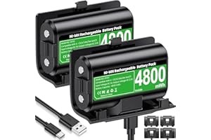 Svetaecho Rechargeable Xbox One Controller Battery Pack with 4 Back Covers: USB C Charging Cable 2 x 4800mWh Xbox One Controller Battery Play and Charger Kit for Xbox Series X S Skin