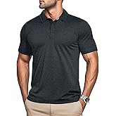 MAGCOMSEN Men's Short Sleeve Polo Golf Shirts 3-Button Moisture Wicking Athletic T-Shirts Casual Collared Shirt