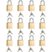 PEAKLOCK PLA0101 Keyed Alike Aluminum Padlock – 1-3/16" Wide, Weatherproof Black Cover, Hardened Shackle, 12-Pack With 2 Keys Each