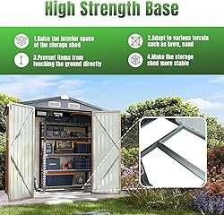 Aoxun 6'x4' Outdoor Metal Storage Shed with