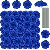 Yunlly 100 Pcs Artificial Flowers Fake Silk Roses Long Stem Rose Bouquet Wedding Party Home Decor for DIY Baby Shower Centerpieces Tables Home Decorations(Blue)