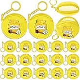 Elecrainbow 15 Pack Honey Pot Mini Coin Purses with Keyring for Bumble Bee Baby to Bee Baby Shower Gender Reveal Party Supplies,Yellow