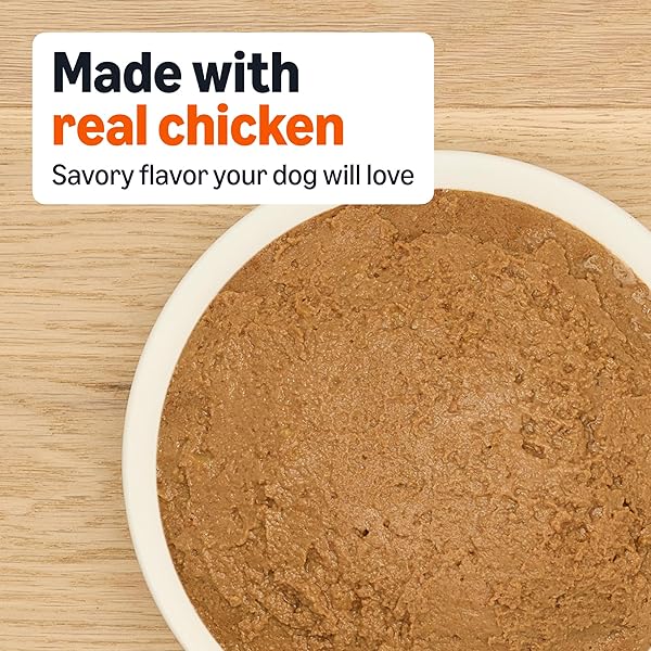 AMAZON BASICS WET DOG FOOD, MEATY LOAF, CHICKEN & RICE DINNER, MADE WITH REAL CHICKEN, 13.2 OZ CAN SINGLE
