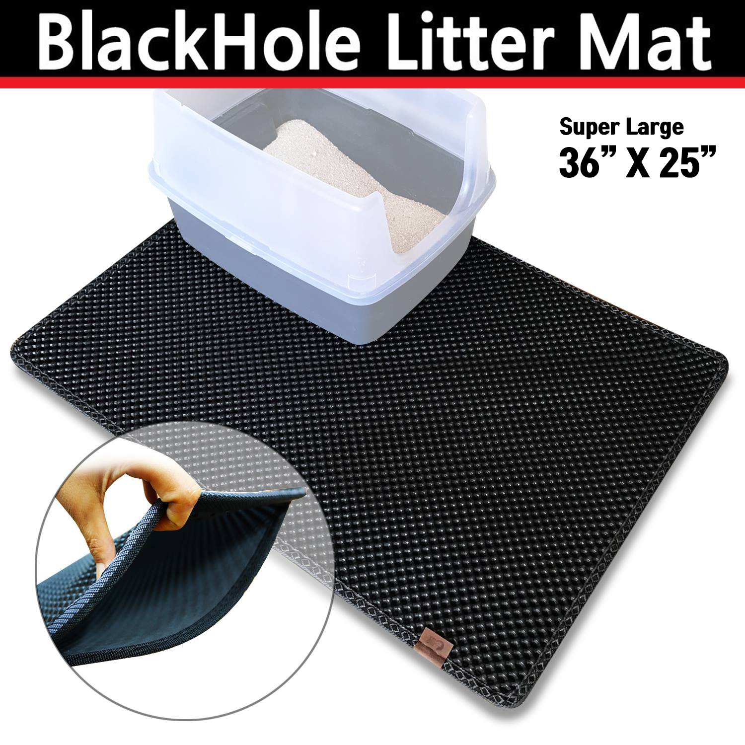 Blackhole Cat Litter Mat ExtraLarge Size Rectangular 36" X 25