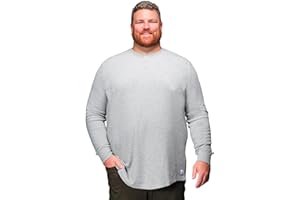 STRONGSIZE Men's Big and Tall Thermal Waffle Henley Long Sleeve – Longer Length 3 Button Henley Shirt