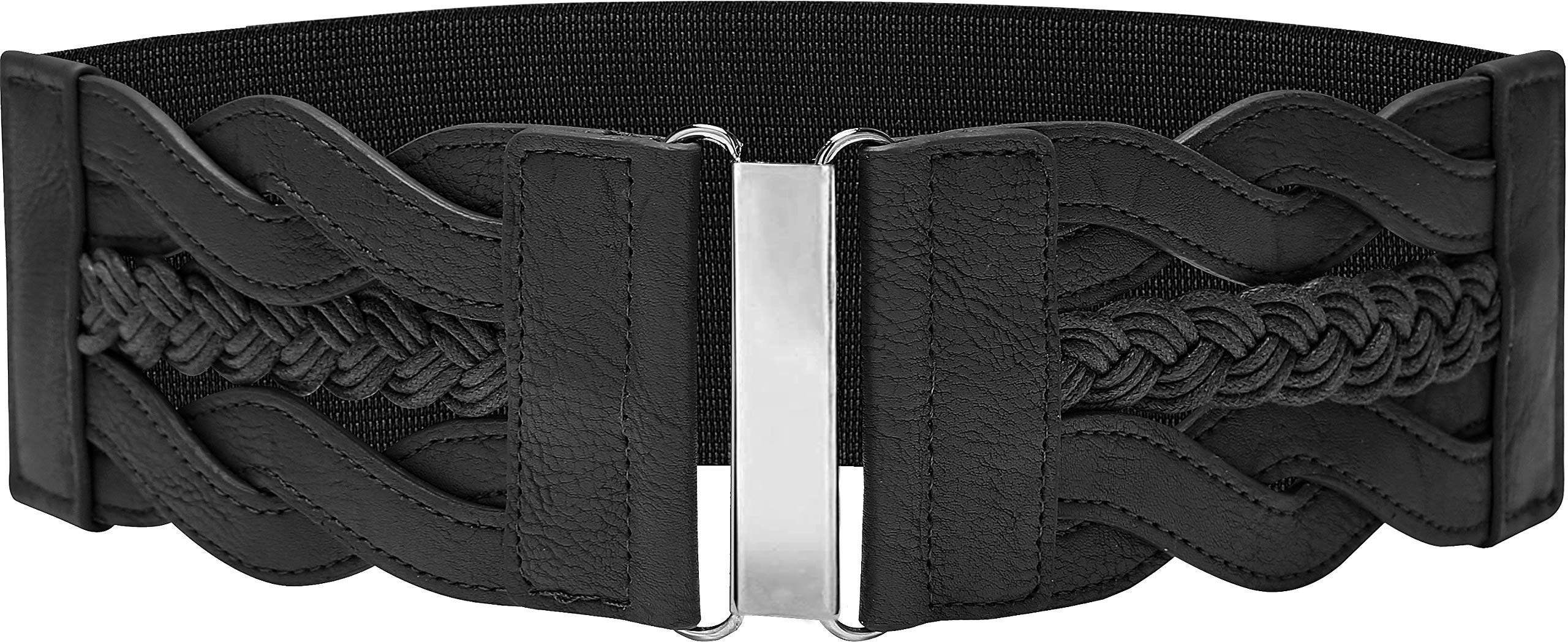 5932 3 Inch Wide Waspie Elastic Vintage Braided Buckle Waist Belt (midnight Corset Waspie Elastic Belt - Black – BlackButterfly main image 2
