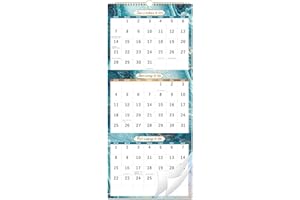 BOOQOOL 2026 Wall Calendar - 3 Month Calendar 2026, Dec. 2025 - Jan. 2027, 11" x 26", 14 Months Calendar (Vertical), Large, Lay- Flat Design