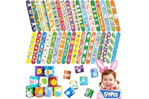 SUNPROUND 54Pcs Easter Slap Bracelets, Easter Basket Stuffers, Easter Egg Fillers, Easter Egg Hunt Event, Party Favors for Kids, Classroom Prizes Boys Girls School Supplies