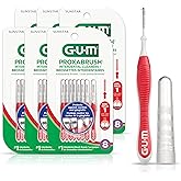 GUM Proxabrush® Go-Betweens® Reusable Interdental Cleaners, Antibacterial Bristles, Protective Travel Cap, 1314D, Red, Size 1