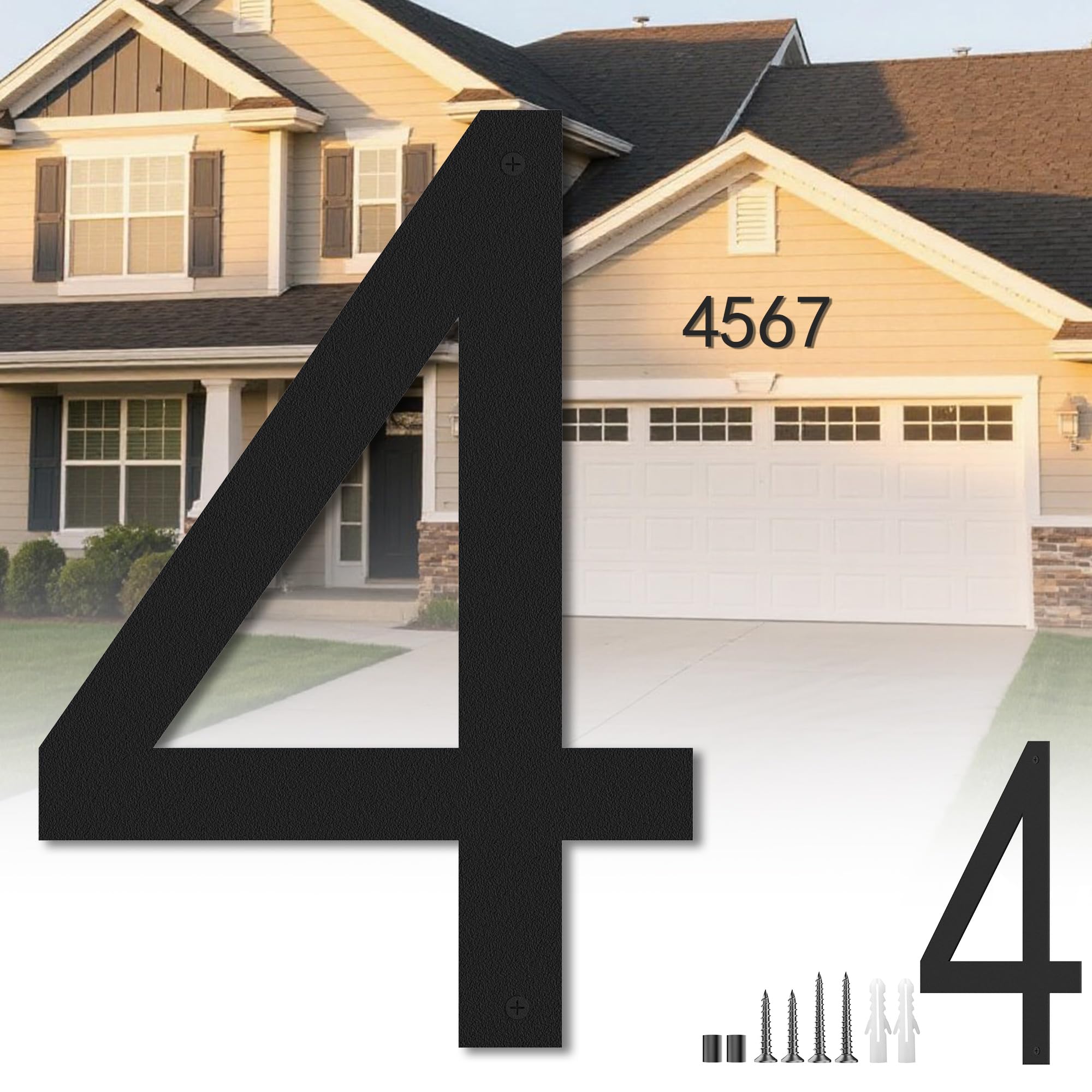 Photo 1 of YUEYIN 16 inch Big House Numbers for Outside - Floating Mount Large Outdoor Garage Address Sign for Factory, Hotel, & Residential, (Four)