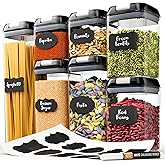 Chef's Path - Set of 7 Airtight Food Storage Containers for Kitchen Storage - Clear Plastic - Durable Strong Lids - Labels an