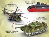 Crelloci Army Toys 18 PCS Submarine Diecast Military Tank Helicopter Playset view 2