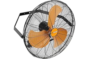 AIRWIZARD 20" Wall Mounted Metal Fan High Velocity 4850 CFM - 3-Speed Adjustable Industrial Shop Fan for Garage, Gym, Basement, Workshop & Commercial Use