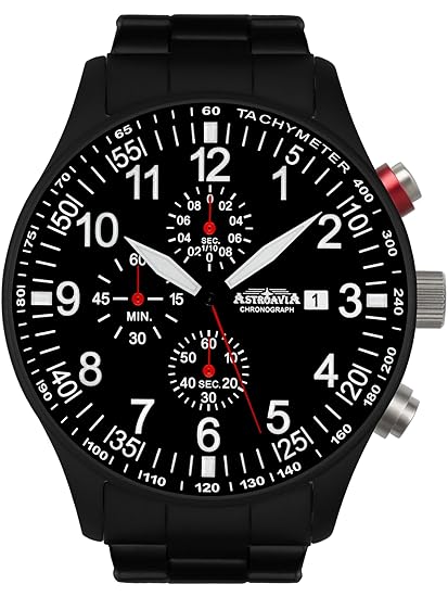 Astroavia Herren-Armbanduhr Chronograph Quarz mit Edelstahl Armband N57BS