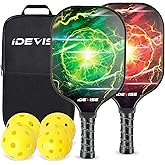 Pickleball Paddles Set of 2 - USAPA Approved Fiberglass Surface - Pickle Ball Rackets 2 Pack - Pickle Ball Set with 2 Rackets, 4 Pickle Balls, 1 Pickleball Bag - Great for Men, Women, Kids or Adult