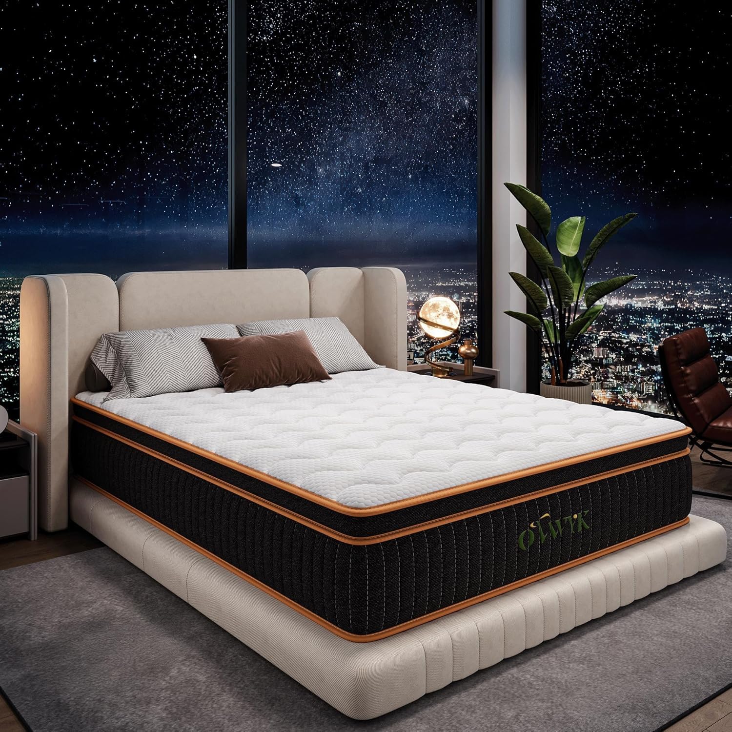 Photo 1 of *FACTORY SEALED* Ovwyk Queen Mattress 12 Inch, Hybrid Mattress Queen Size Bed in a Box, Memory Foam and Individual Pocket Springs, Edge Support, Motion Isolation & Pressure Relief, Medium Firm, 365-Night Trial