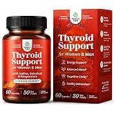 Thyroid Support for Women &amp; Men - Metabolic &amp; Energy Support - 60 Capsules | Potent Kelp Iodine Supplement with L Tyrosine, Bladderwrack, Selenium &amp; Ashwagandha - Mood &amp; Hormone Balance Support -Non GMO