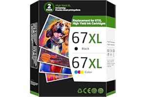 WEKVA 67XL Black/Tri-Color Ink Cartridges (2 Pack) for HP Ink 67 HP 67XL High Yield Works for HP DeskJet 2755e, 2755, 2700, 2700e, 2734e, 4155e, 4155; Envy 6055e, 6000, 6400; Envy Pro 6452, 6458 3YP29AN