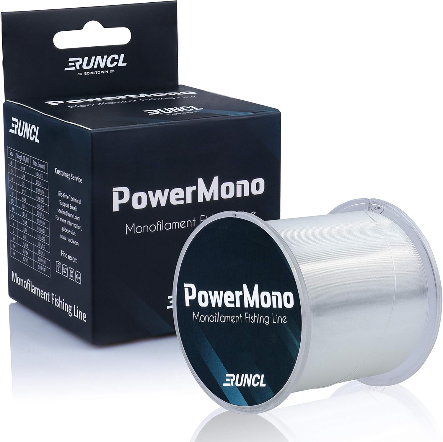 RUNCL PowerMono Fishing Line, Monofilament Fishing Line 300/500/1000Yds - Ultimate Strength, Shock Absorber, Suspend in Water, Knot Friendly - Mono Fishing Line 3-35LB, Low- & High-Vis Available : Sports & Outdoors