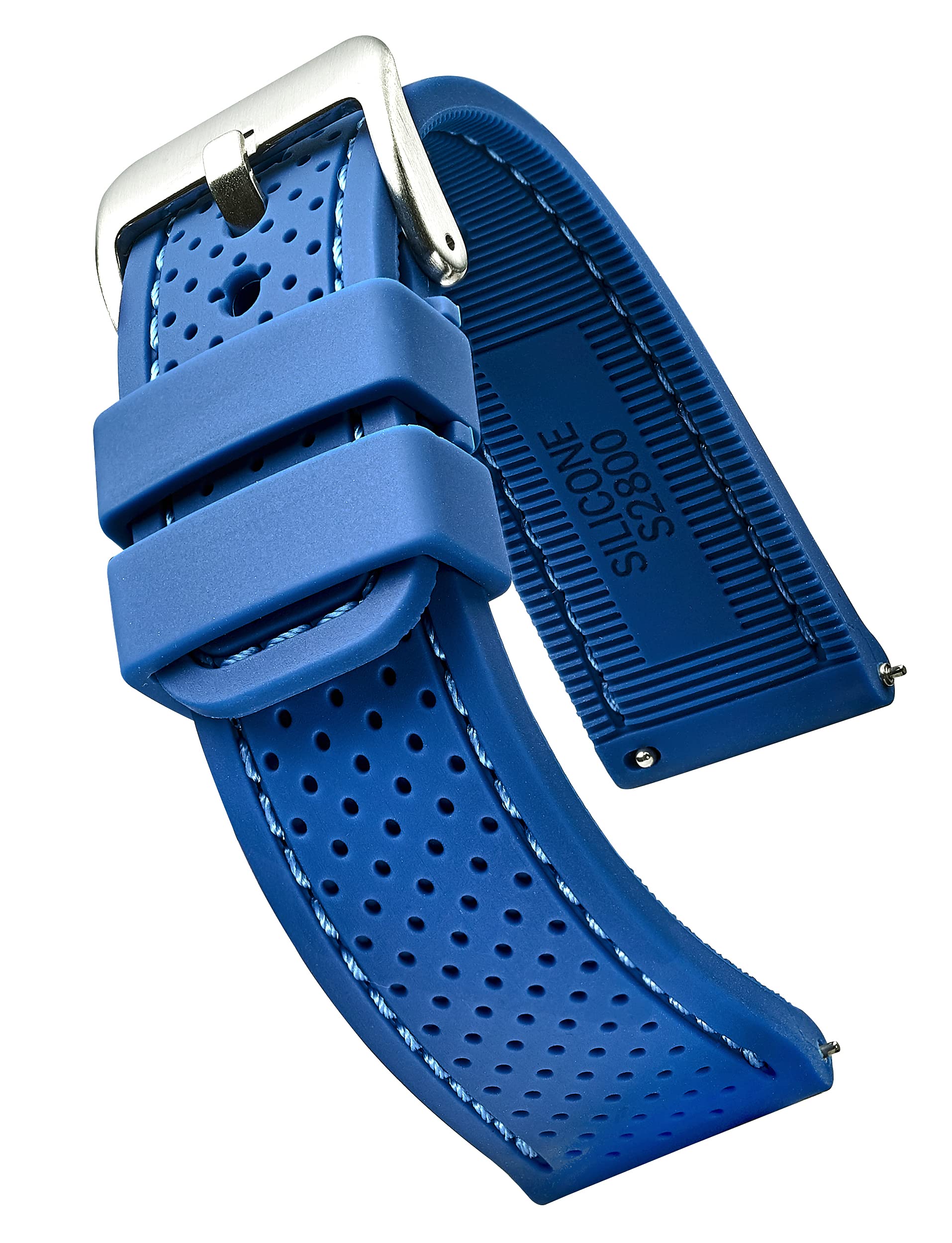 ALPINE Sporty Premium Soft Silicone Adjustable Watch Band - Replacement Rubber Watch Bands for Women & Men - Waterproof Quick Release Watch Straps - Compatible with Regular & Smart Watch Bands, BLUE