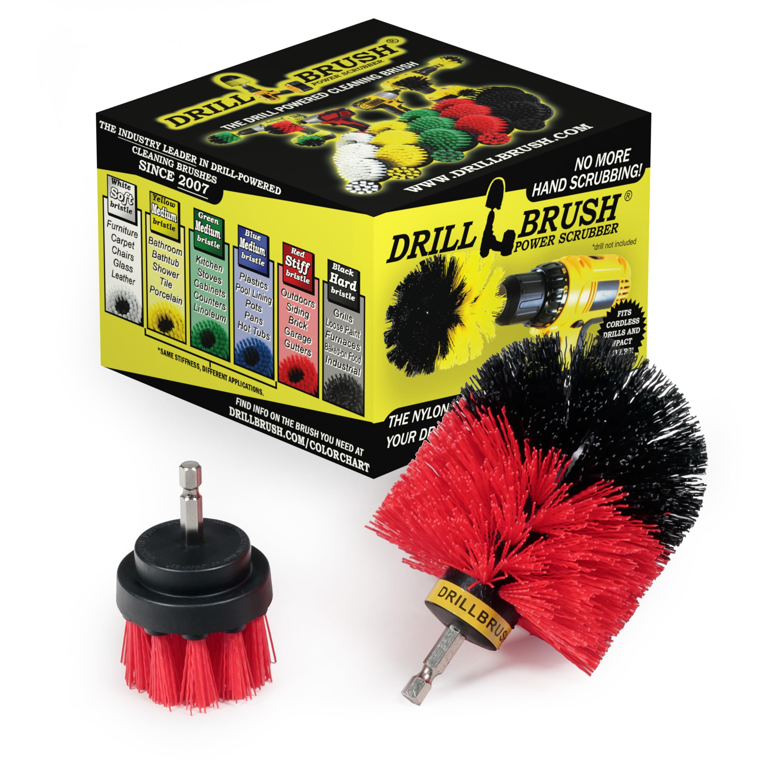 2 Piece Red Stiff Bristle Rotary Cleaning Drillbrushes for Cleaning Siding, Brick, Stone, Fireplaces, Decks, Gutters, and More by Drillbrush — image 1