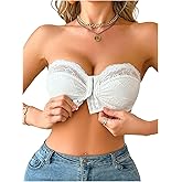 SHENHE Women's Lace Strapless Front Closure Bandeau Bra Wireless Tube Top Bralette