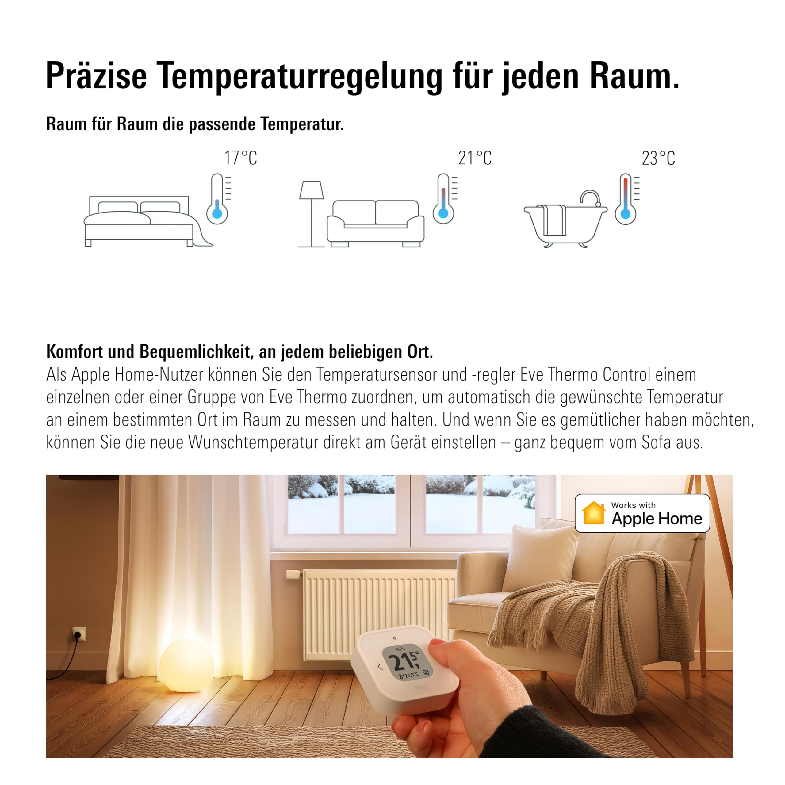 Eve Thermo (Matter, 5. Gen.): Smartes Heizkörperthermostat, Heizkosten sparen, funktioniert mit Alexa, Apple Home, Samsung SmartThings, Google Home, benötigt Thread Border Router 7