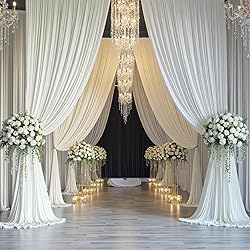 Htper 10x12 ft Ivory Backdrop Curtain Panels for