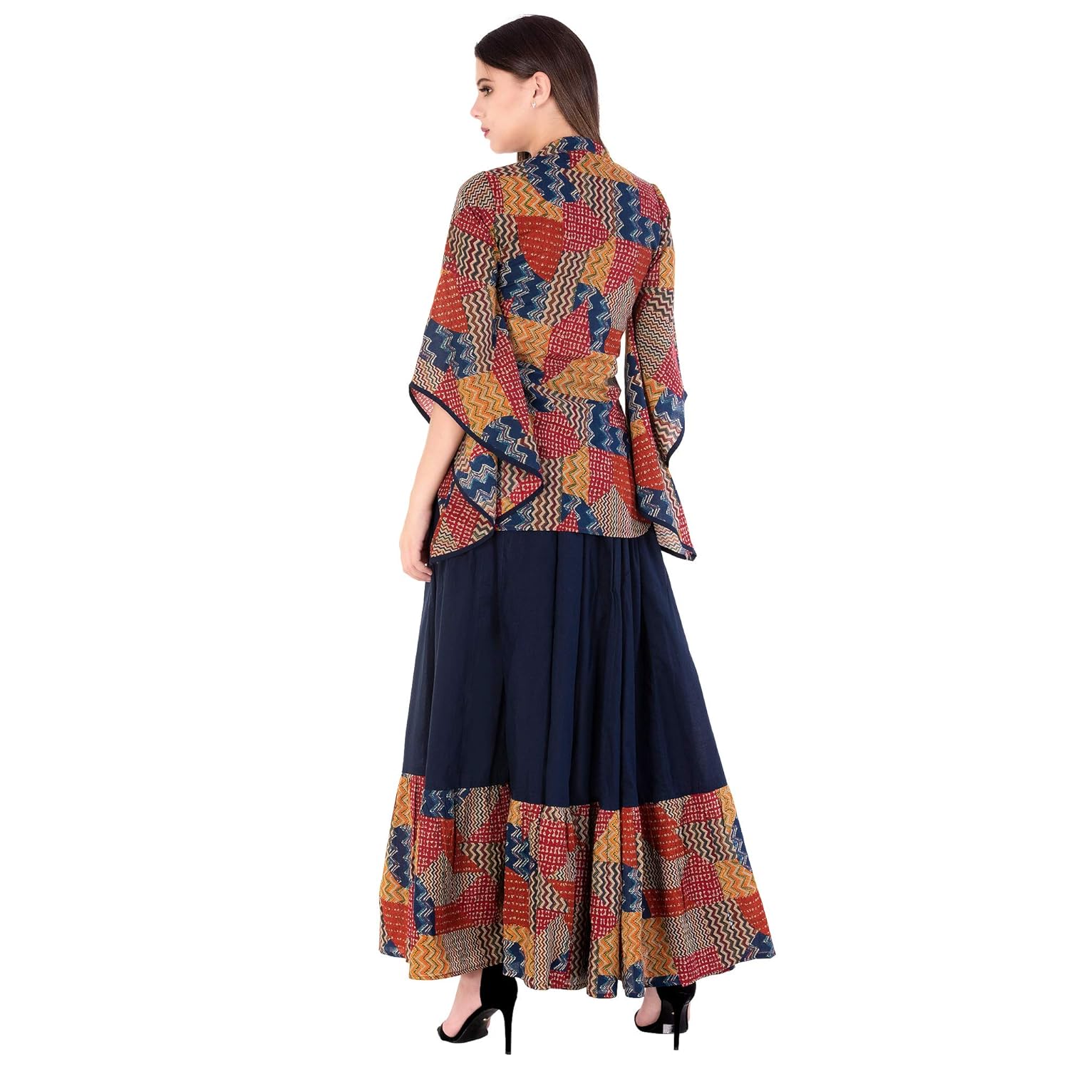 khushal k women's cotton party wear top with long skirt set