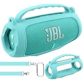 co2CREA Silicone Case for JBL Charge 5 Portable Waterproof Bluetooth Speaker, Portable Travel Soft Cover with Shoulder Strap, Protective Skin Case (Mint Green)
