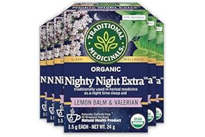Traditional Medicinals - Organic Nighty Night Extra Herbal Tea (Pack of 6) - Natural Sleep Aid containing Valerian, Passionfl