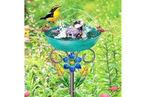 SHUONIVS Metal Bird Bath for Outside, 42.5“ Freestanding Birdbaths Detachable Decoration Spa Birdfeeder, Bird Baths Feeder Bowl for Outdoors Garden Patio Yard Lawn Decor (Retro Green)