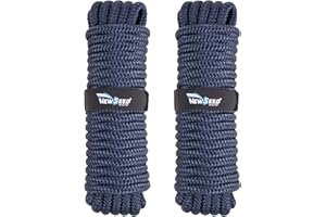 MALZE-NEWSEED Dock Lines 2 Pack 1/2" x 35' Double Braided Nylon Boat Rope with 12" Eyelets, Marine Grade Premium Mooring Lines for Docking, Navy Blue
