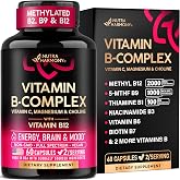Vitamin B Complex for Men &amp; Women - Methylated B-Complex &amp; Vit B12 - 60Caps | B1, B2, B3, B5, B6, B7, B9, B12 with Vitamin C, Magnesium, Choline, Inositol - Energy, Brain &amp; Mood Support Supplement