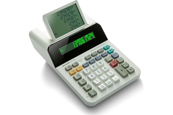 Sharp El-1501 Compact Cordless Paperless Large 12-Digit Display Desktop Printing Calculator That Utilizes Printing Calculator