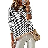 ZESICA Women's Fall Striped Sweaters Long Sleeve Crew Neck Shirts Color Block Lightweight Pullover Tops