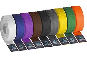 Antares Athletics BJJ Belt for Men & Women Brazilian Jiu Jitsu Belt with Ranking Stripes Sleeve Bar Kids Jiu Jitsu Gi Belt