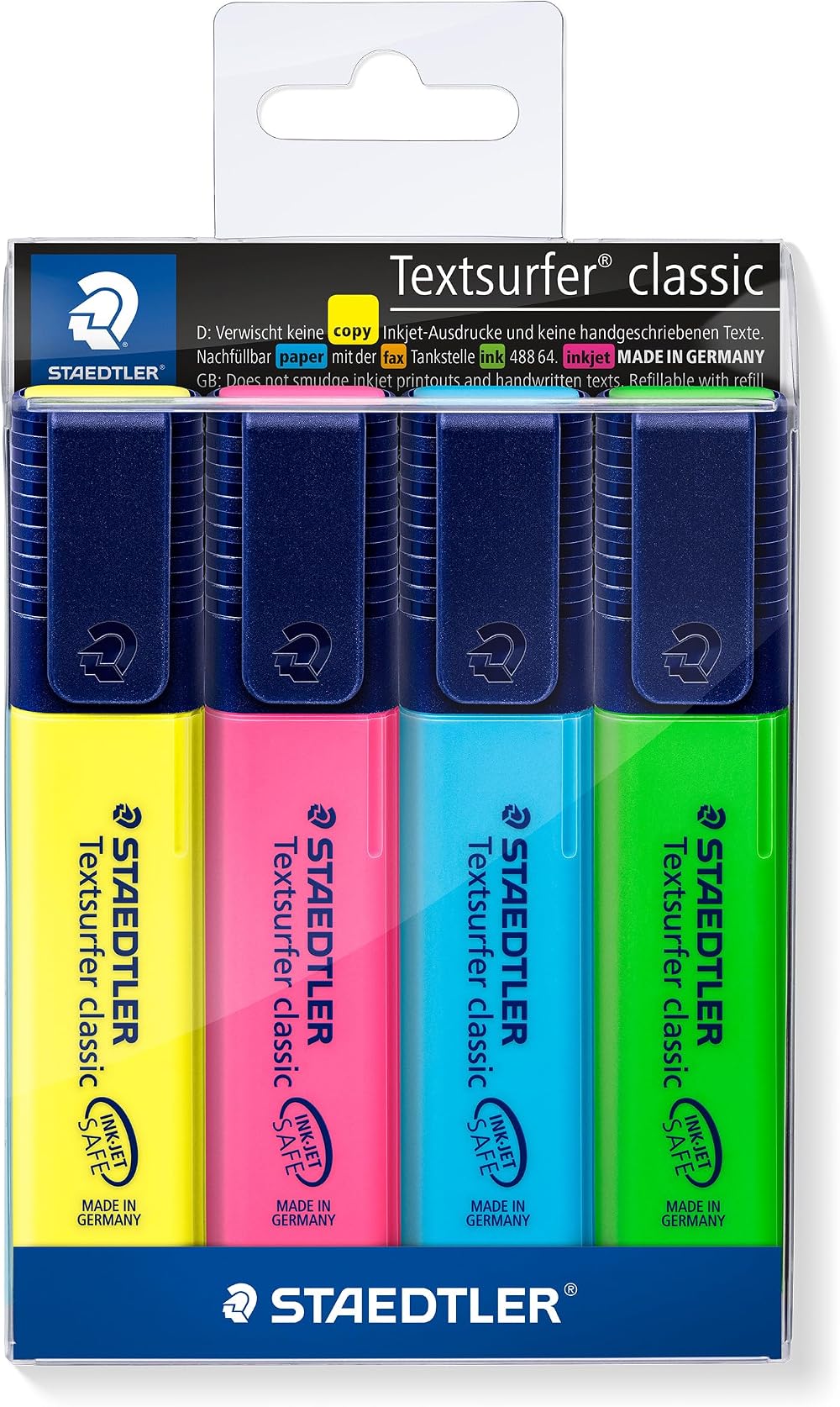 Staedtler 364 WP4 Textsurfer Classic Highlighter Assorted Colours Pack of 4