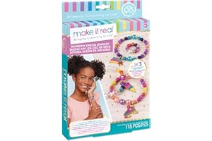 Make It Real: Rainbow Dream Jewelry Kit - Create 3 Unique Charm Bracelets & A Ring, 123 Pieces, Includes Play Tray, All-in-One, DIY Colorful Bead Jewelry Kit, Tweens & Girls, Arts & Crafts, Ages 8+