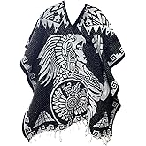 Del Mex Authentic Mexican Poncho Cobija Gaban Blanket -Black & White