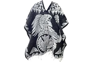 Del Mex Authentic Mexican Poncho Cobija Gaban Blanket -Black & White