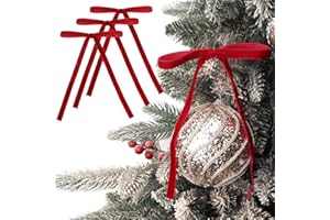 Ribbli Red Velvet Bows for Christmas Tree 24 Pcs Dark Red Vintage Wreath Ribbon Bows for Door Garland Home Decor - 5 x 7 Inch, 3/8 Inch Wide