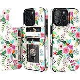 HAOPINSH for iPhone 16 Pro Max Wallet Case with Card Holder, Colorful Florals Pattern Back Flip Folio PU Leather Kickstand Card Slots Case for Women Girls, Double Magnetic Clasp Shockproof 6.9"