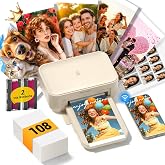 HPRT Photo Printer 4x6 with 108 Sheets Photo Paper &amp; 2 Ribbons | Instant Picture Printer for iPhone &amp; Android, Bluetooth, Wi-Fi (built-in hotspot), Dye Sublimation, Portable, Home Use