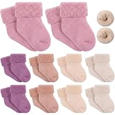 Twistover 10 Pairs Preemie Cotton Turn Cuff Socks | Terry Cotton Turn Cuff for Newborn Boys Girls, Preemie Baby, Premature Baby Socks, Soft Breathable Warm for Nicu Infants Wear