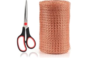 REASTAR Copper Mesh Rodent Control， 5”X 20 Feet Copper Wool，100% Pure Copper Mesh for Slugs，Rustproof Copper Mesh Roll Complete with Scissors, Ideal for Hole Blocking, Mice & Rodent Defense, Gardening