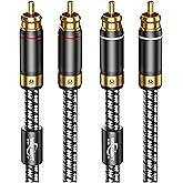 Wekuant Audiophiles RCA Cable 3.2FT(1M), 2 RCA Male to 2RCA Male Braided HiFi System Silvered-Plated Copper core with ferrite cores