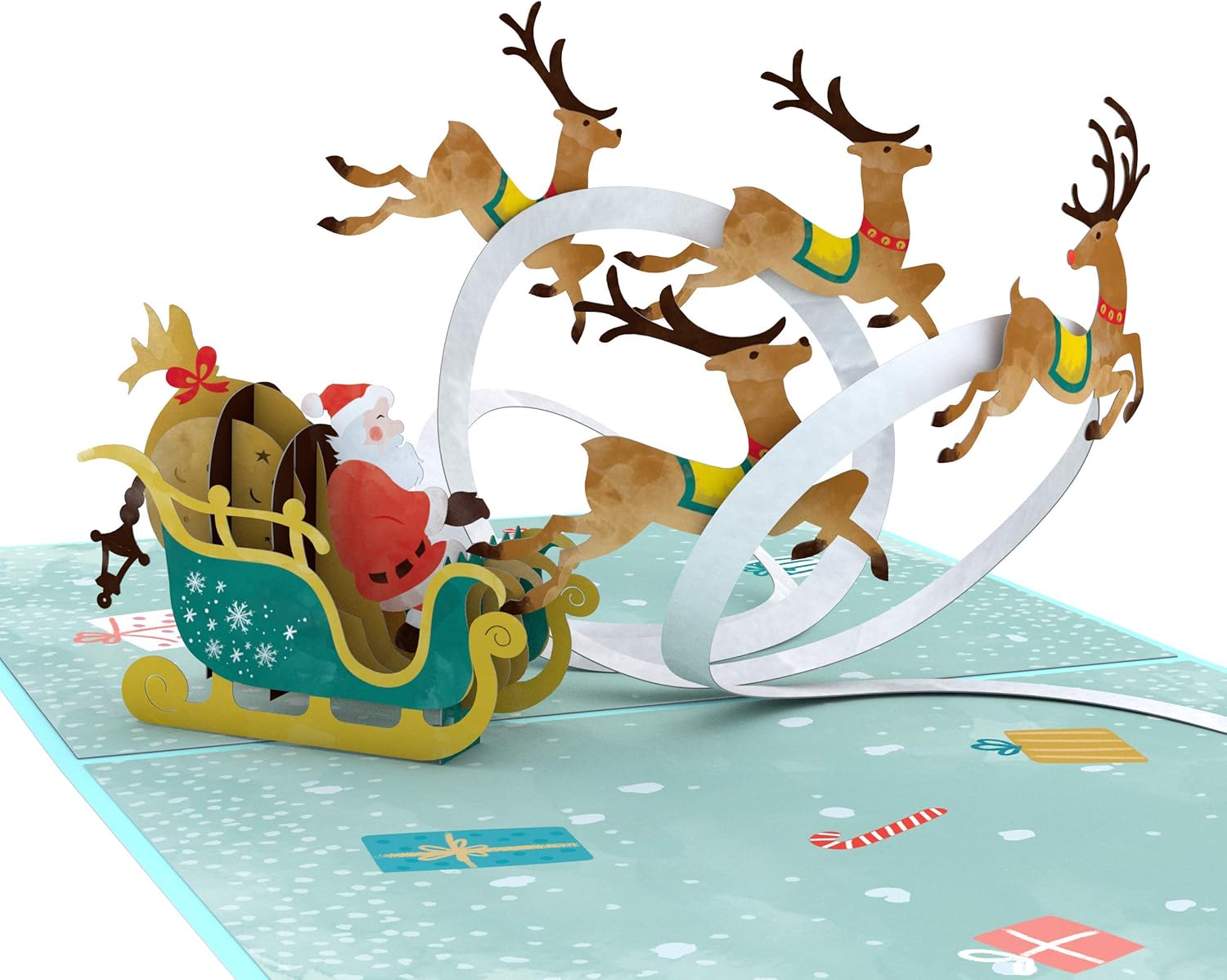 Lovepop Santa Sleigh Pop Up Card - 3D Cards, Christmas Pop Up Cards, Holiday Pop Up Cards, Christmas Cards, Santa Greeting Card, Santa Card