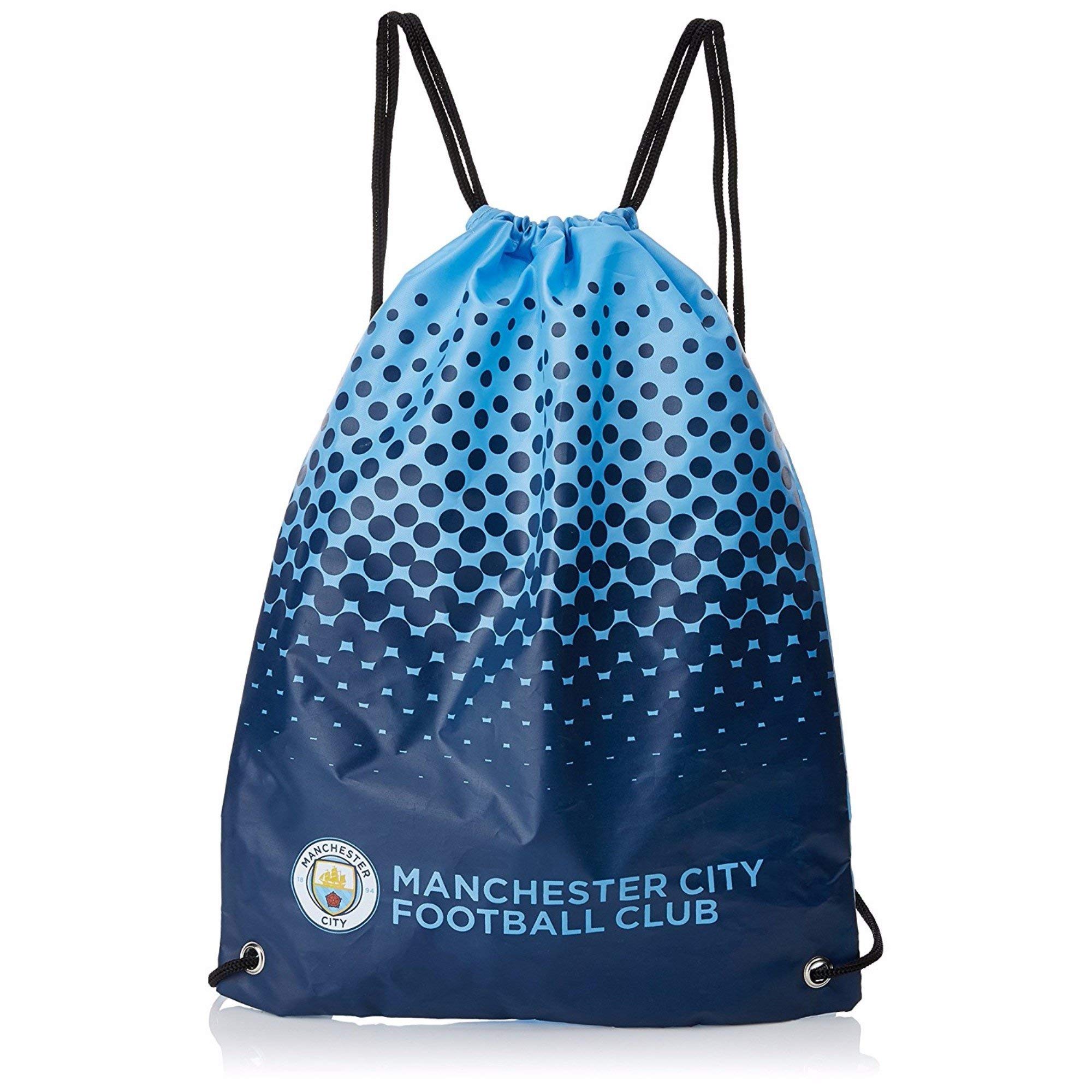 Manchester City FC Official Fade Football Crest Drawstring Sports/Gym Bag (One Size) (Blue/Navy)