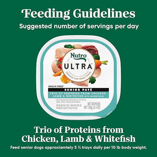 NUTRO ULTRA WET DOG FOOD SENIOR PATE TRIO OF PROTEINS CHICKEN, LAMB & WHITEFISH, 3.5 OZ. TRAYS (24 COUNT, PACK OF 1)